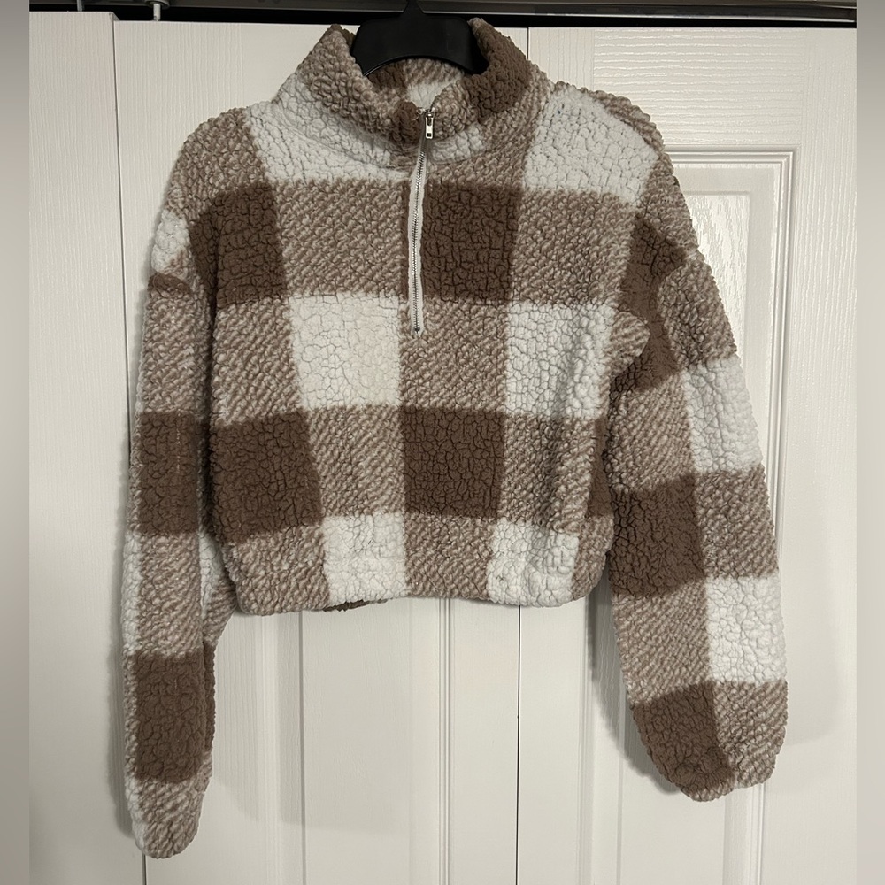 Cropped Sherpa quarter zip